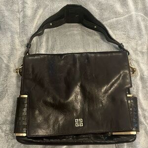 Givenchy over the shoulder leather bag brown and gold very good condition